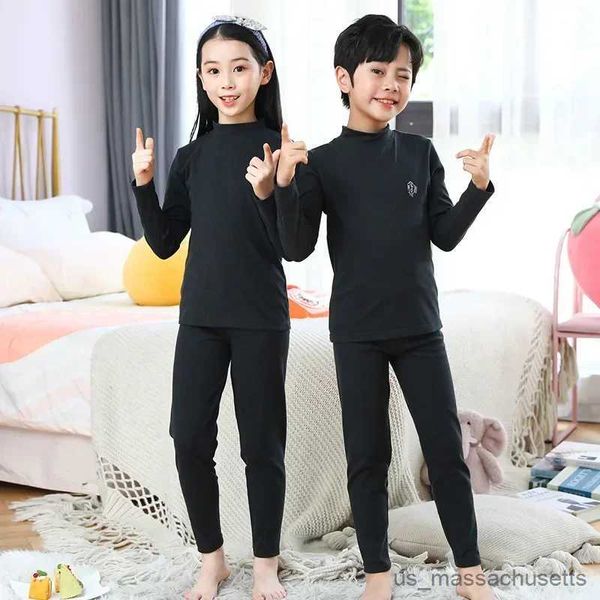 Pijamas Conjunto de ropa interior térmica para niños Otoño e invierno Ropa gruesa para niños y niñas Ropa de otoño para bebés sin rastro Ropa de dormir suave y cálida