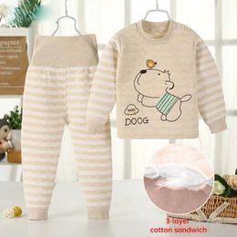 Pyjama Kinderen Sets Herfst Winter Thermisch Ondergoed Set voor Jongens Meisjes Dikker Warm Katoen Kinderkleding Baby Slapen Kleding Pyjama 231207