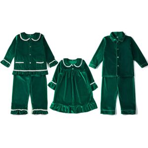 Pyjamas enfants noël PJS classique vert velours boutonné enfants garçons et filles pyjamas de noël bébé pyjamas ensemble 231129