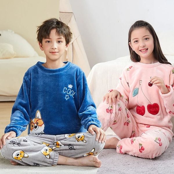 Pyjamas Vêtements pour enfants Garçons Filles En peluche Dessin animé Dinosaure Bébé Noël Vêtements de nuit chauds Hiver Vêtements de nuit pour adolescents 231127