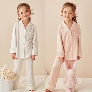 Pyjamas Enfants Filles Lolita Col Rabattu Ensembles De Pyjama Coton Tops Pantalon Enfant En Bas Âge Enfants Dentelle Pyjama Ensemble Fille Vêtements De Nuit Loungewear 230711