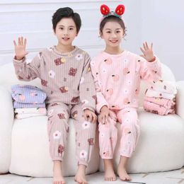 Pyjamas Childrens Pyjama Set Velvet Winter Pyjamas Geschikt voor kinderwarmtmeisjes Pyjamas Boys Boys Pyjamas 3-10 jaar Teenage Family Clothingl2405