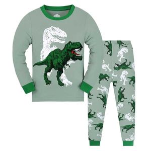 Pyjamas Childrens Pyjamas T-Rex dinosaurus Patroon met lange mouwen Top en broek Set comfortabele casual PJ Set Boys Lounge Setl2405