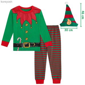 Pyjama's Kerstpyjama's Kinderen Jongens Meisjes Elf Kerstman Nachtkleding Peuter Kerst met hoed Nachtkleding Nieuwjaarscadeau Kleding 2-14 Y PjsL231109