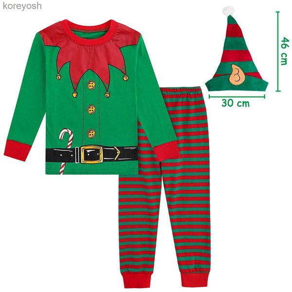 Pijamas Pijamas de Navidad Niños Niños Niñas Elfo Papá Noel Ropa de Dormir Navidad para niños pequeños con Sombrero Ropa de Dormir Ropa de Regalo de Año Nuevo 2-14 Y PjsL231109