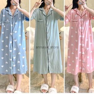 Pijamas Cárdigan de algodón Ropa de dormir de lactancia Vestidos de maternidad a rayas de manga corta Pijamas de lactancia Ropa de descanso para mujer Vestidos de maternidadL231211