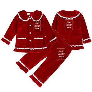 Pyjama's aangepaste kinderen kinderen familie kerstkist gouden veet pyjama's rode jongen meisje jurk match kleding gepersonaliseerd kerstcadeau kostuum dr dh6cg