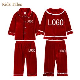 Pyjamas Personnalisés Enfants Garçon Fille Velours Noël Pyjama Ensemble DIY Ajoutez Votre Texte Image À Manches Longues TopsPants Toddler Sleepwear 230227