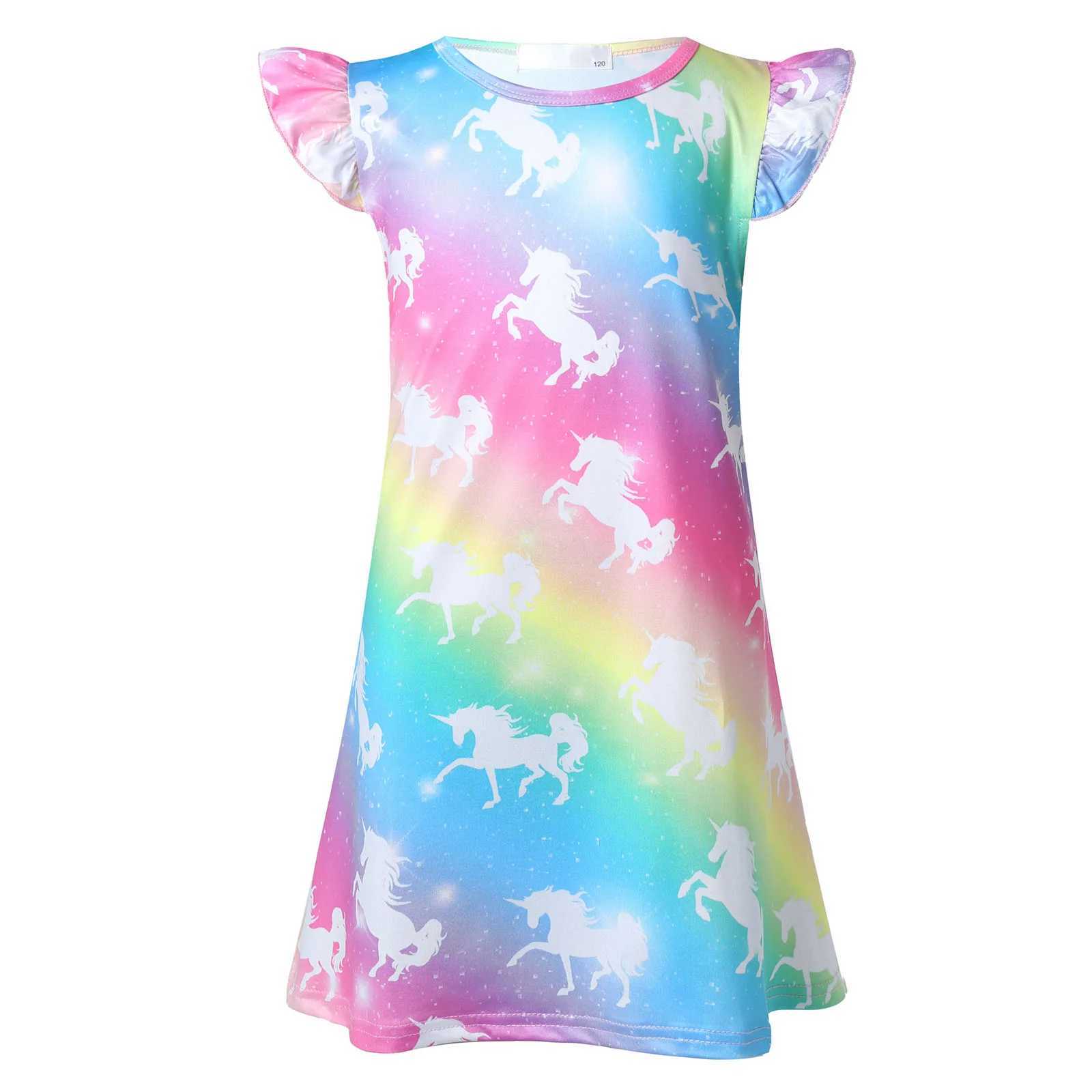 Pigiami simpatico ragazza cartone animato arcobaleno in pigiama per bambini in piega estiva in pigiama per bambini pajamasl2405