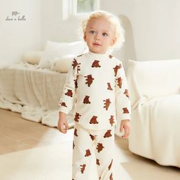 Pyjama Dave Bella Kinderpyjama voor jongens Herfst Winter Mode Casual Katoen Comfortabel Print Schattig Tweedelig DB4237431 231117