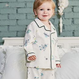 Pyjama Dave Bella Kinderpyjama voor jongens Herfst Mode Casual Puur katoen Comfortabel Print Schattig Tweedelig DB3236400 231117