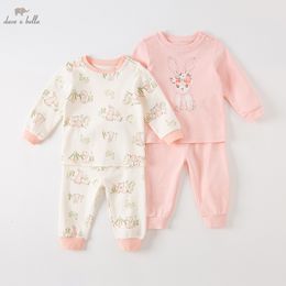 Pyjamas Dave Bella ensemble de pyjamas pour enfants 2 pièces lapin imprimé vêtements de nuit bébé fille vêtements costume de sommeil pyjamas en coton DB4224648 230310