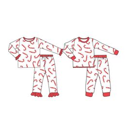 Diseño de pijamas Estilo navideño Conjunto de pijamas de hermano y hermana Niños y niñas Pantalones largos Conjunto de pijamas de manga larga Patrón de caña de azúcar 231117