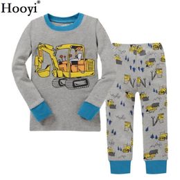 Pyjamas Digger Children Pyjama Sets Baby Boys Sleepwear Kleding Pak Baby Boy's Black T-Shirt Pant 2-Pieces Pak 100% katoen 230509