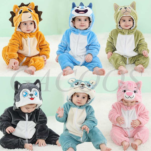 Pijamas Domo Cámaras Babi Ropa de niña Invierno Cálido Franela Bebé Monos Una pieza Con capucha Animal Dibujos animados Cosplay Traje Niños Monos Bebé Mamelucos T221026