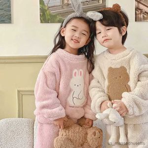 Pyjama Fleece Kinderpyjama Jongens Meisjes Verdikte Cartoon Huiskleding Kinderen Winter Flanel Warme Pyjama Set