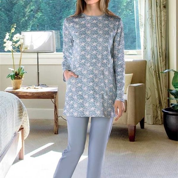 Pyjamas pour femmes costume à la maison sexy sommeil ensemble plus taille chemise de nuit 2 pièces respirant printemps et été pantalon en coton lâche mode 211215