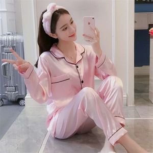 Pyjama voor vrouwen zijden pyjama's massief nachtkleding satijn zijden pyjama plus size lingere loungewear slaap tops sexy pijama pyjama 210928