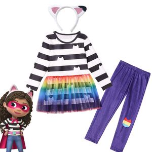 Pyjama Gabby's Dollhouse Meisjes Prinses Katten Tastic Jurken Broek Sets Kleding Kinderen Gabby Cosplay Kostuum Kinderen Verjaardag Kleding 230626