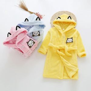 Pyjama Meisjes Jongens Kleding Zachte Nachtkleding Kinderen Cartoon Homewear Badjas Tieners Warme Pyjama Herfst Winter Badjas Voor Kinderen 231031