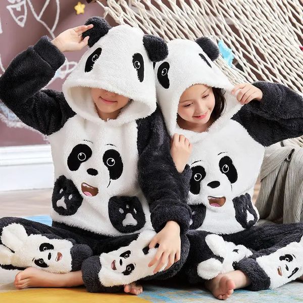 Pyjamas Filles Garçons Pyjamas Ensembles Dinosaure Panda Totoro Pijamas Hiver Vêtements de Nuit Chauds pour Bébé Enfant en Bas Âge Vêtements de Maison Épaissir Pyjamas Enfants 231129