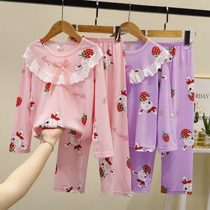 Pyjamas Filles Pijama Set Pyjamas de Bande Dessinée pour Enfants 1-14 ans Printemps Adolescent Home Wear Long Johns Princesse Bébé Pyjamas Costumes Décontractés 230606