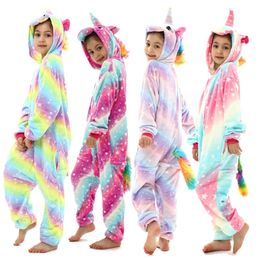 Pyjama's Meisjes Roze Dinosaurus Dierenpyjama Kinderen Flanel Overall Jumpsuit Kinderen Eenhoorn Panda Onesies Voor 4 6 8 10 12 Jaar 231122