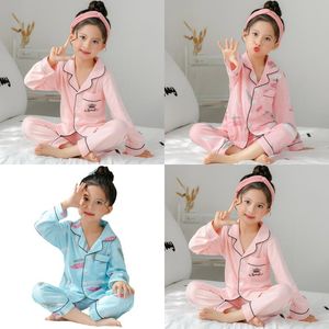 Pijamas Niñas Primavera y otoño Manga larga Niños Thin Medium Princess Little Homewear Set Solapa Wear Drop Entrega OTB7Q