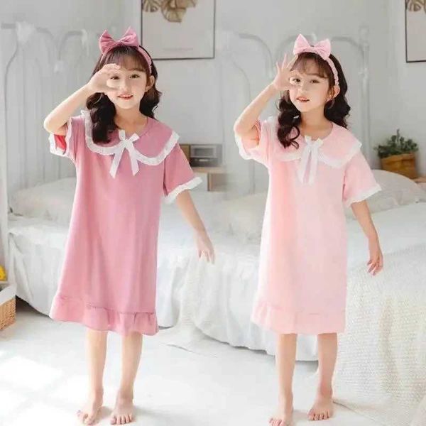 Pyjamas Girls Summer Slim Fit Pyjamas Childrens Coton Lace Pyjamas Style Princesse Petites filles Baby Baby Home Servicel2405