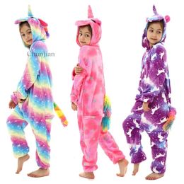 Pyjama's Meisjes Eenhoorn Pyjama Dieren Onesie Jumpsuits met capuchon Kinderen Overalls Jongens Sets Vos Kigurumi Nachtkleding Pizama 231115