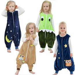 Pyjamas Halloween enfant flanelle dessin animé chaud vêtements de nuit barboteuse hiver sac de couchage bébé vêtements fille pyjamas enfant en bas âge garçons enfants combinaisons 231124