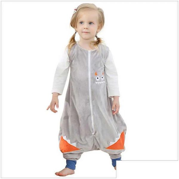 Jumpsuos de pijama ropa de dibujos animados para niños pequeños Bag Flannel Flannel Baby Girl Boys Sleep 2 4 6 años 210910 Drop entrega a los niños Ma Dhipo