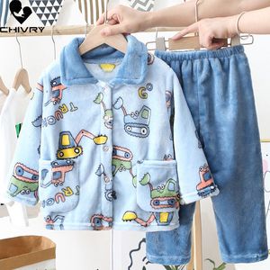 Pyjamas enfants garçons filles automne d'automne de pyjama en flanelle hiver