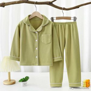 Pyjama Kinderkleding Meisjes Loungewear Herfst Winter Warme Jongen Pyjama Pak voor Baby's Casual Lange Mouw Revers Set Kinderkleding