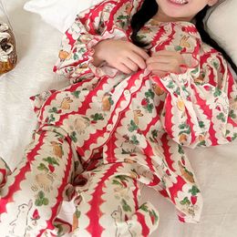 Pijamas Ropa para niños Niñas Loungewear Estampado de conejo de Pascua Pijama lindo Traje para bebés Primavera Algodón Ropa casual para niños 230728