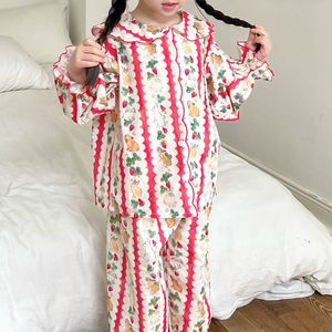 Pyjama's Kinderkleding Meisjes Loungewear Easter Rabbit Print Leuke pyjamakak voor baby's Spring katoen Casual kinderkleding 230511