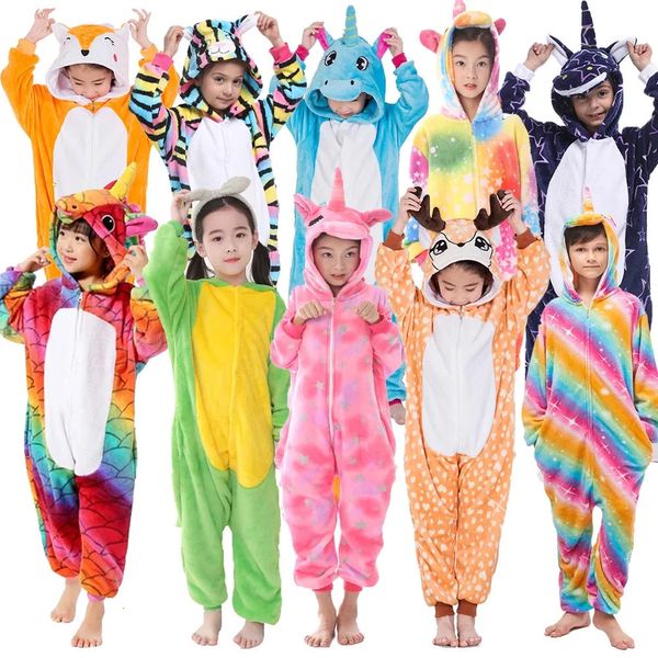 Pyjamas enfants fille vêtements de nuit Onesie Animal dessin animé combinaison dinosaure Panda Costume hiver enfant garçons Pyjamas 231120