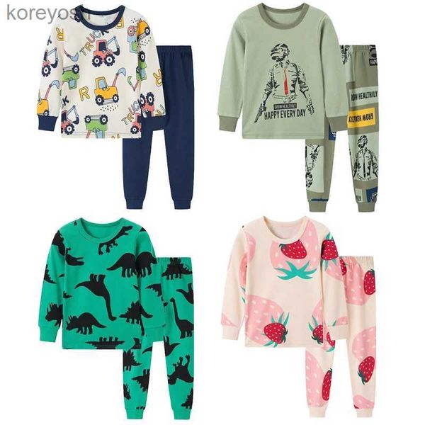 Pajamas Kids Sleepwear Baby Girl Spring Autumn Cotton Boys Pajamas Juego de niños Pajamas niños Nightwear 2-13y adolescente tendedera de hogar231109