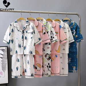 Pyjamas Kids Summer Dunne Pyjamas Boys Girls Cartoon driekwart mouw revershirt tops met broek Baby Girl Homwear Loungewear 230503