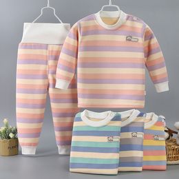 Pyjamas Enfants Sous-Vêtements Thermiques pour Garçons Plus Velours Épaissir Garder Porter Des Pantalons Ensembles Filles Leggings Hiver Survêtement Maison Vêtements 8 Ans 230310