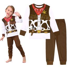 Pyjamas Enfants Toddler Boy Cowboy Cosplay Costume Halloween Party Gift Dress Up Infant Carnival Loungewear Role Play Creations Set 230728