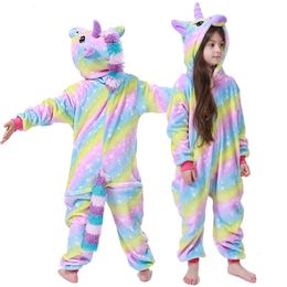 Pijamas niños pijamas de invierno stich niños panda dinosaurio ropa de dormir unicornio kigurumi onesies para niños niñas manta durmiente disfraz de bebé 231113