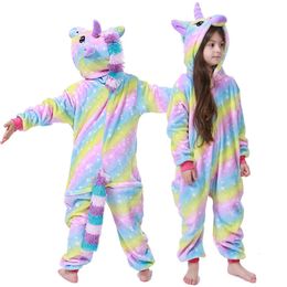 Pyjama kinderen winter stich pyjama kinderen panda dinosaurus nachtkleding eenhoorn kigurumi rompertjes voor jongens meisjes deken slaper baby kostuum 231115