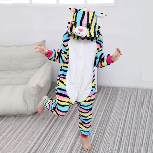 Pyjamas Kigurumi Pyjamas pour enfants pour garçons filles Pyjamas licorne flanelle enfants licorne Pijamas costume vêtements de nuit animaux hiver chat Onesies 231027