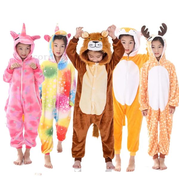 Pyjamas Kigurumi Pyjamas Licorne pour enfants bébé filles Pyjamas vêtements de nuit pour garçons Animal Lion cerf Licorne Onesie enfants Costume combinaison 231120