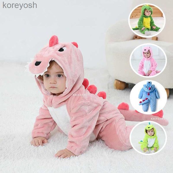 Pyjamas Kigurumis belle dinosaure bébé barboteuses vêtements infantile garçons filles dessin animé pyjamas bébé Onesie barboteuse nouveau-né à capuche HalloweenL231109