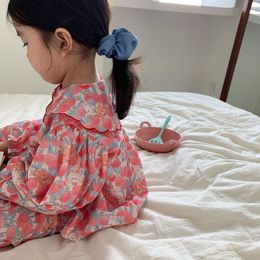 Pyjamas Koreaanse kinderkleding Mooie cartoon Bunny Print Pyjama Sets Grils Kid Home Dessen Sleepwear Top en broek Set 230310