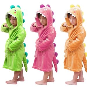 Pyjama LOlanta Kids Pluche Badjas Met Capuchon Dinosaurus Flanel Fleece Gewaad voor Jongens Meisjes Nachtkleding Kamerjas Gift 230925