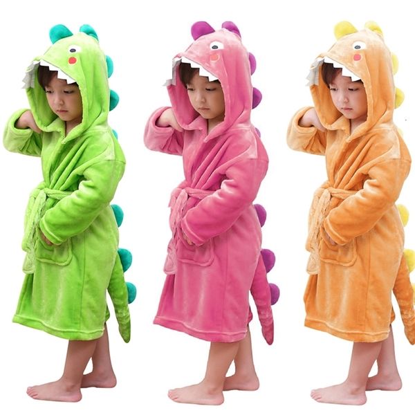 Pyjamas LOlanta enfants peluche à capuche peignoir dinosaure flanelle polaire Robe pour garçons vêtements de nuit pour filles Robe de chambre cadeau 230925