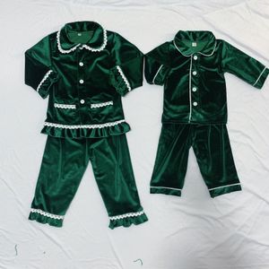 Pijamas Loungewear Pijamas de Navidad familiares a juego Pjs de terciopelo verde para bebés, niñas, niños, madres y niños 6m-12 años Mujeres adultas 230227